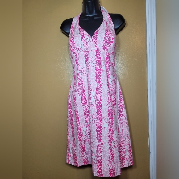 Lilly Pulitzer Dresses & Skirts - Lilly Pulitzer 100% Cotton Livie Pink Halter Top Dress sz 4